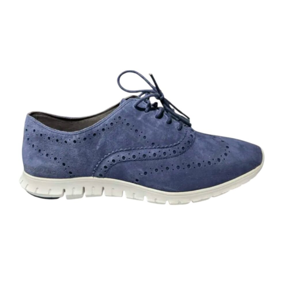 Cole Haan ZeroGrand Navy Suede Wingtip Sneaker Shoes Women's US 8